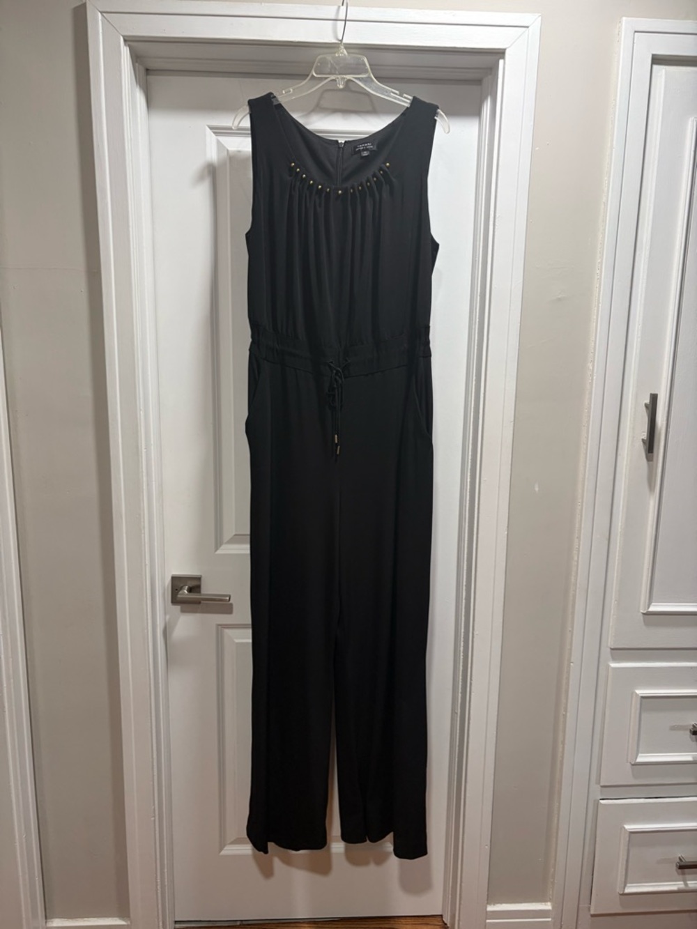 Black Jumpsuit with Beaded Neckline